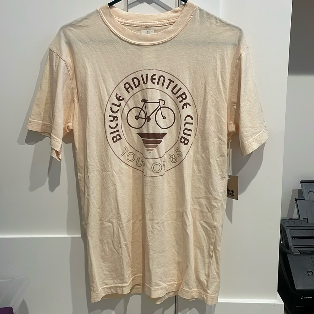 Anthropologie Cream Bicycle Adventure Club Tee